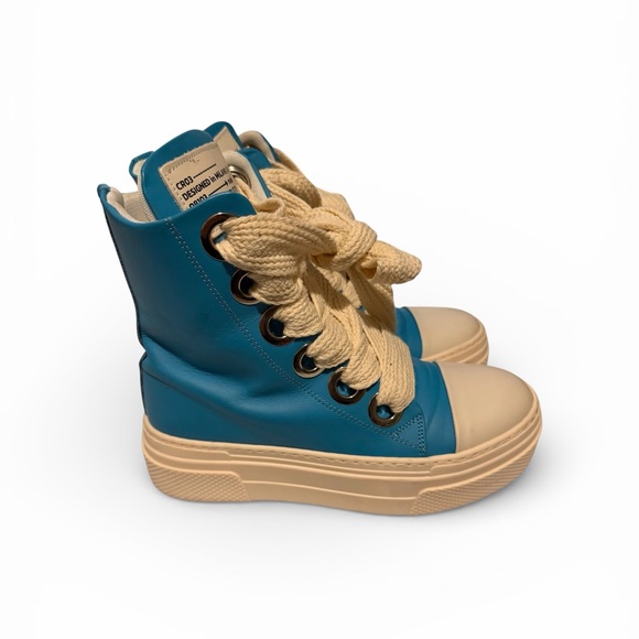 CRISTIAN ZEROTRE CALIPSO -300 BLUE NAPOLI LEATHER WOMEN High-Top Sneakers - Picture 9 of 9